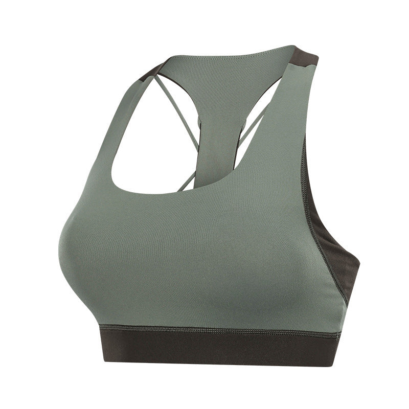 Contrast-panel fitness athletic sports bra by Lakd London