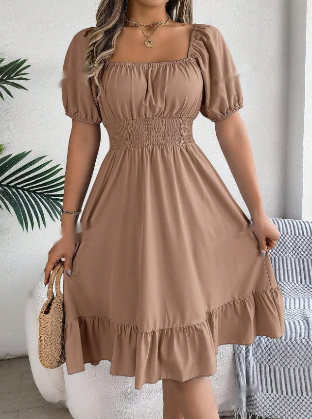 Casual Vacation Puff Sleeve Drawstring Short Sleeve Floral Dress by Lakd London