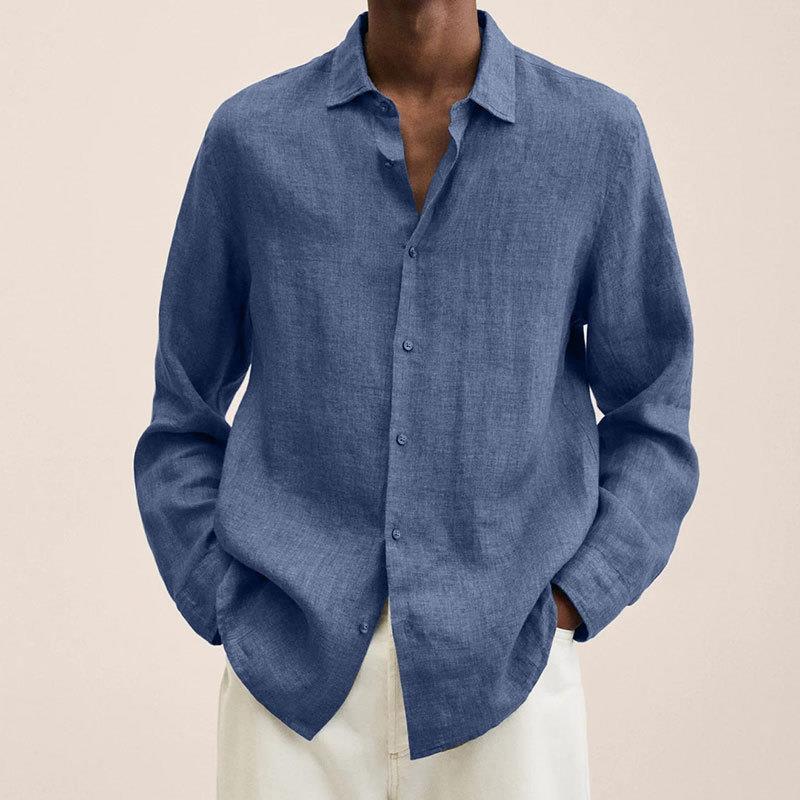 Mens Long Sleeve Lapel Shirt | Loose Button Cardigan