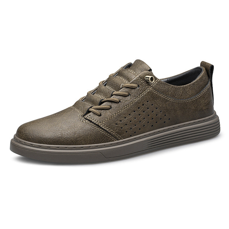 Mens Hollow-out Breathable Hole Shoes | Low-top Cowhide Leather Sneakers - LAKD London