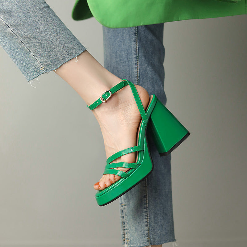 Womens European Style Roman High Heels | Glossy Event Shoes