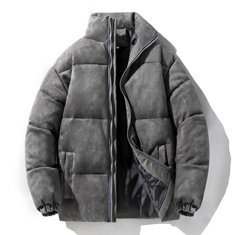 Men's Padded Warm Bread Suit Cotton Puffer Coat | Suede Parka Jacket