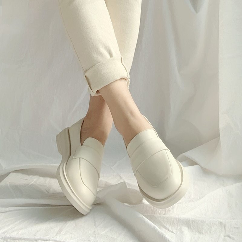 Womens Elegant British leather loafers | Comfortable Cowhide leather Shoes
