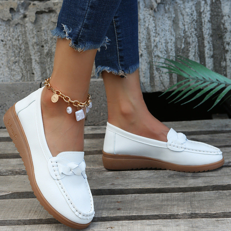 Womens Weave Design Flat Shoes - Soft Spring Summer Shoes