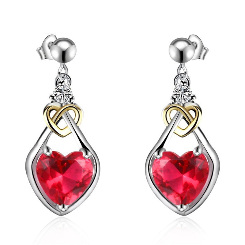Womens Rose Heart Stud Earrings - white gold plated by Lakd London