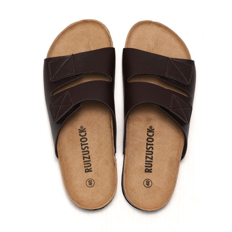 Men's Cork Slippers Slippers Velcro Beach Style by Lakd London