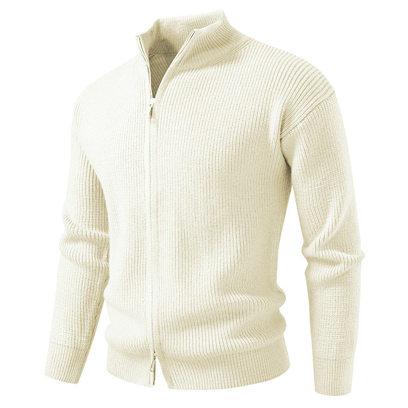 Men's Slim Fit Cardigan Cotton Sweater Coat with Zipper