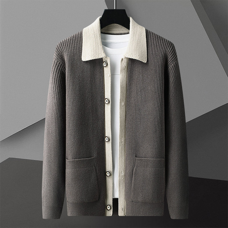 Men's Long-sleeved Wooven Sweater Coat - Old Money Sweater