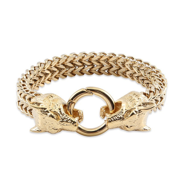Rock Viking Wolf Charm Bracelet - Lakd London