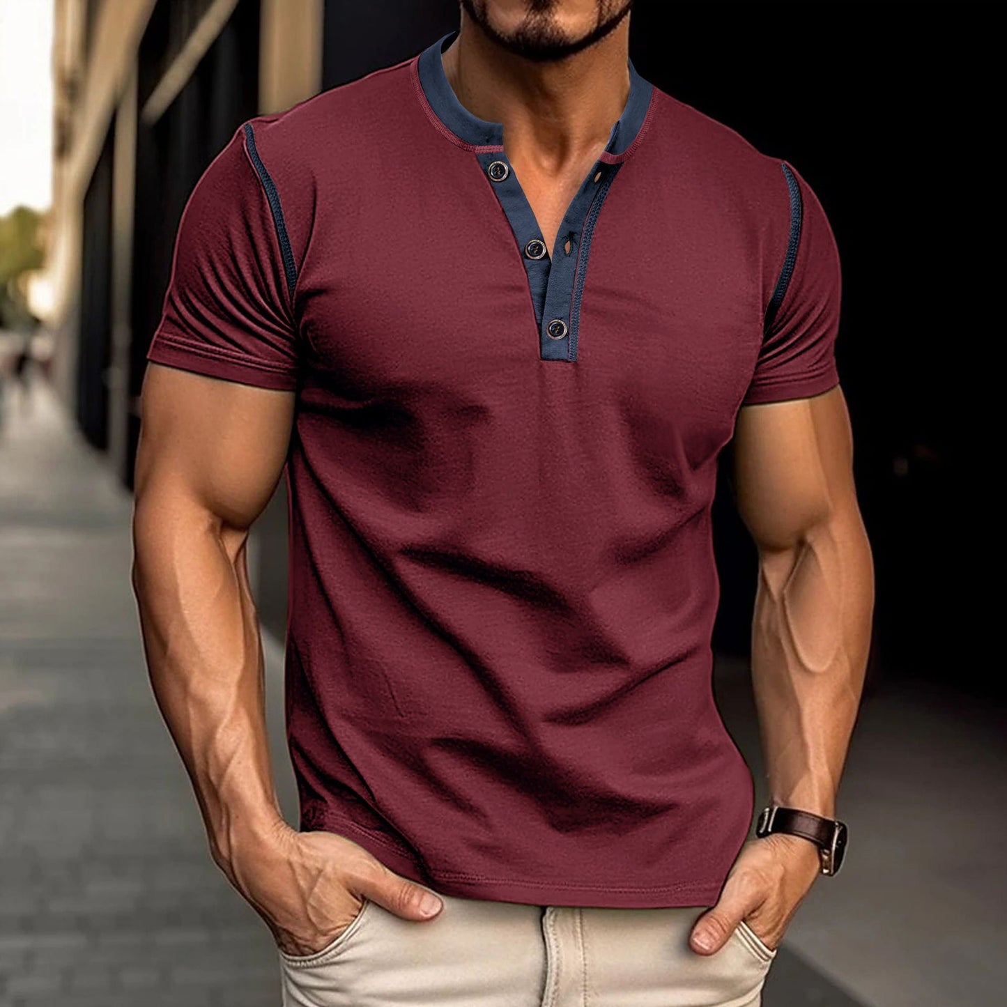 Mens Short-sleeved Polo Shirt V-neck Top by Lakd London