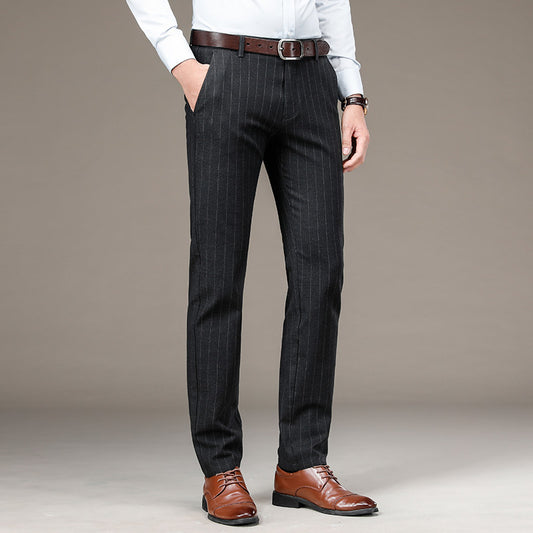 Men's Casual Cotton Trousers | Striped Suit Trousers by LAKD London