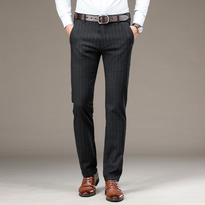 Men's Casual Cotton Trousers | Striped Suit Trousers by LAKD London