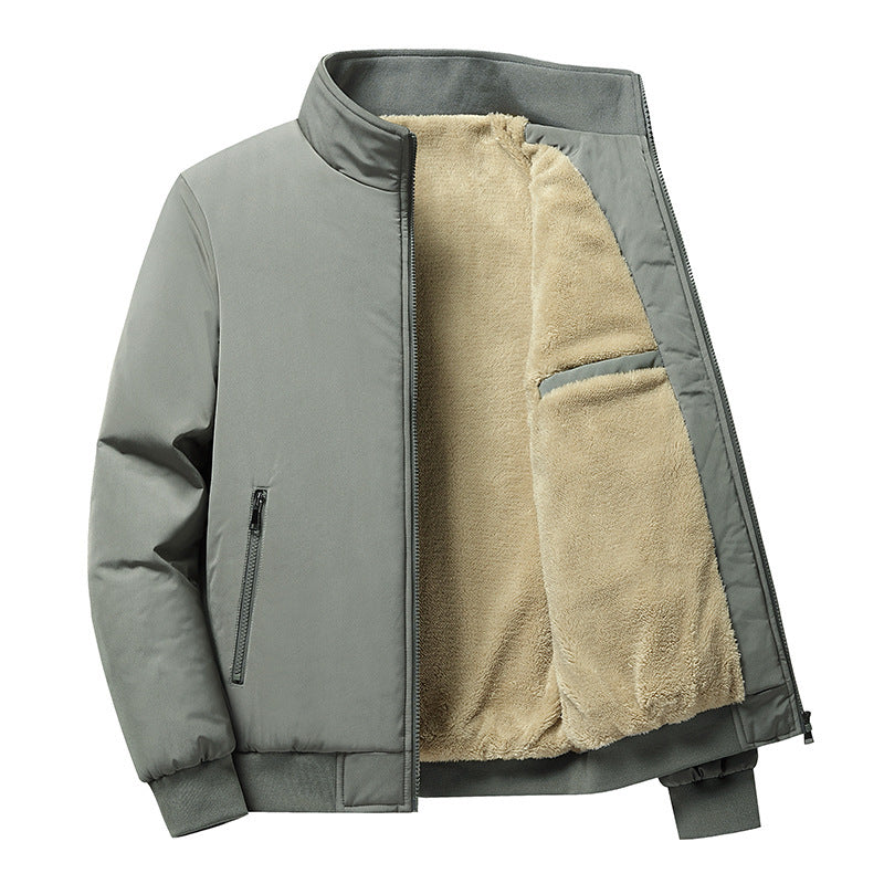 Mens Collar Cotton-padded Sherpa Coat | Oversized Fur Jacket