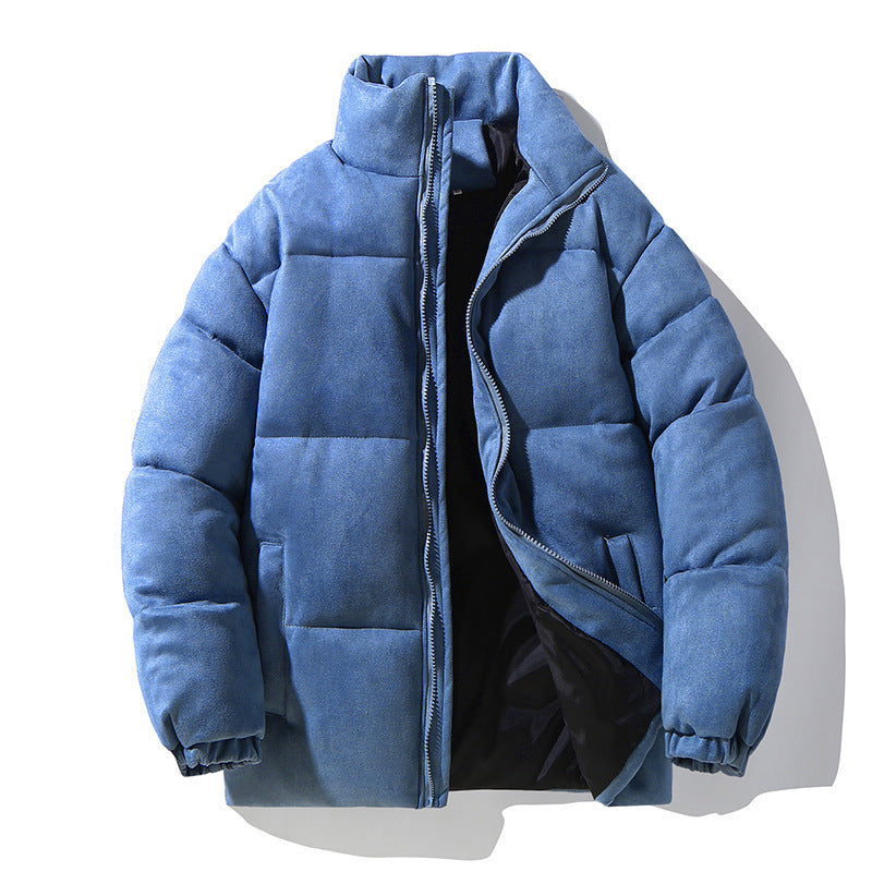Men's Padded Warm Bread Suit Cotton Puffer Coat | Suede Parka Jacket