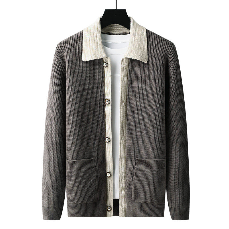 Men's Long-sleeved Wooven Sweater Coat - Old Money Sweater