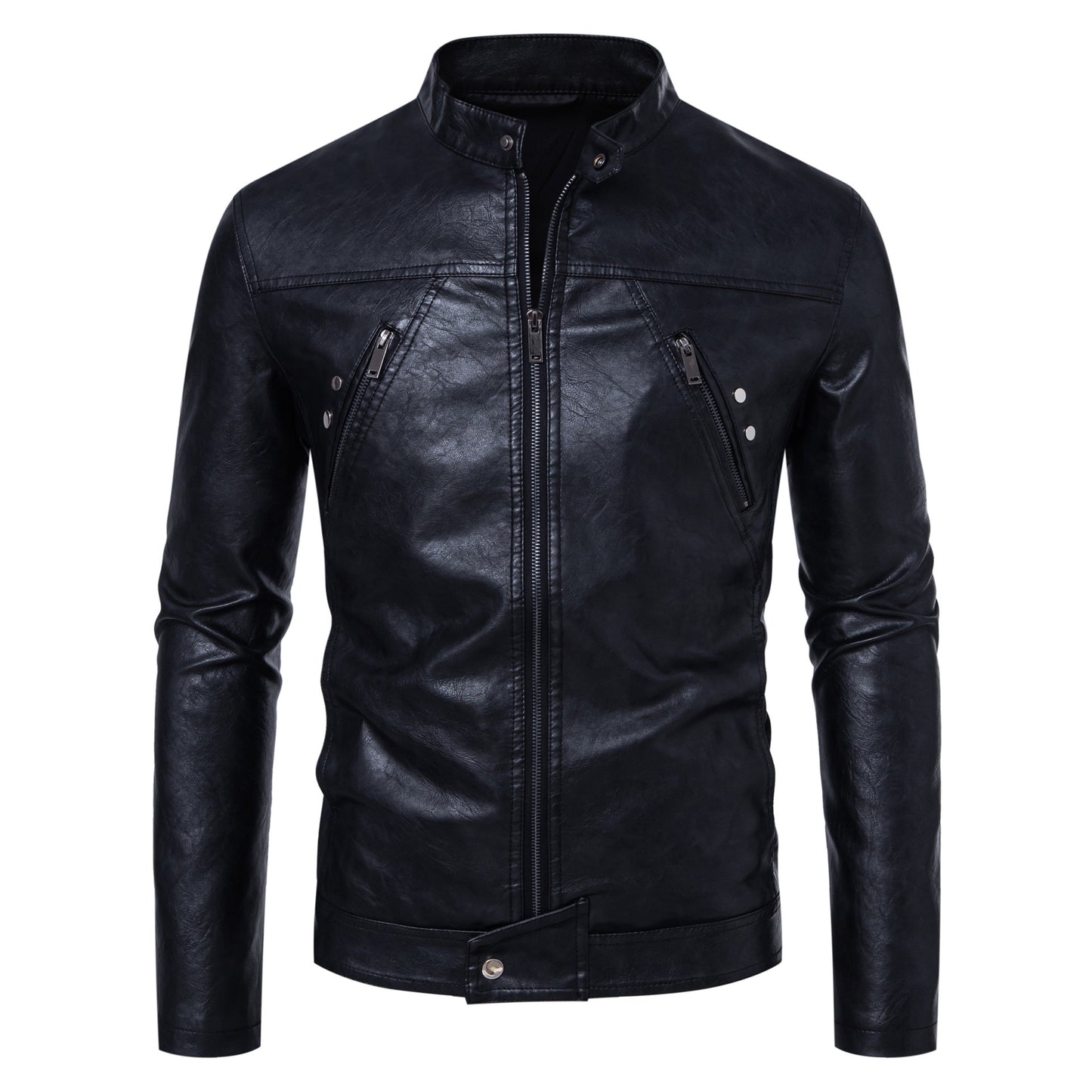 Men's Leather Coat | Casual Stand-up Collar Jacket - LAKD London
