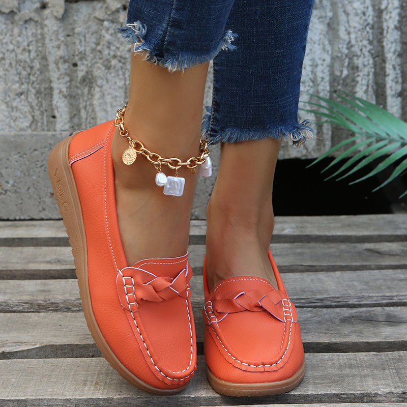 Womens Weave Design Flat Shoes - Soft Spring Summer Shoes