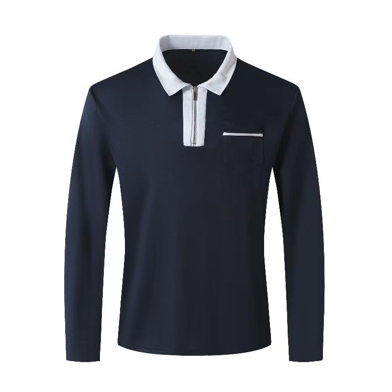 Mens Long Sleeve Zipper Polo Shirts Casual Lapel Henley by Lakd London