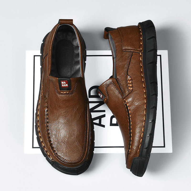 Mens Soft Bottom Casual Leather Shoes - Durable & Comfortable