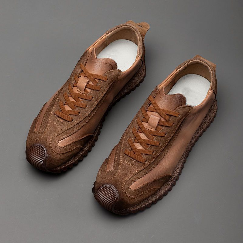 Mens Comfortable Leather Sneakers | Retro Sports Casual Shoes