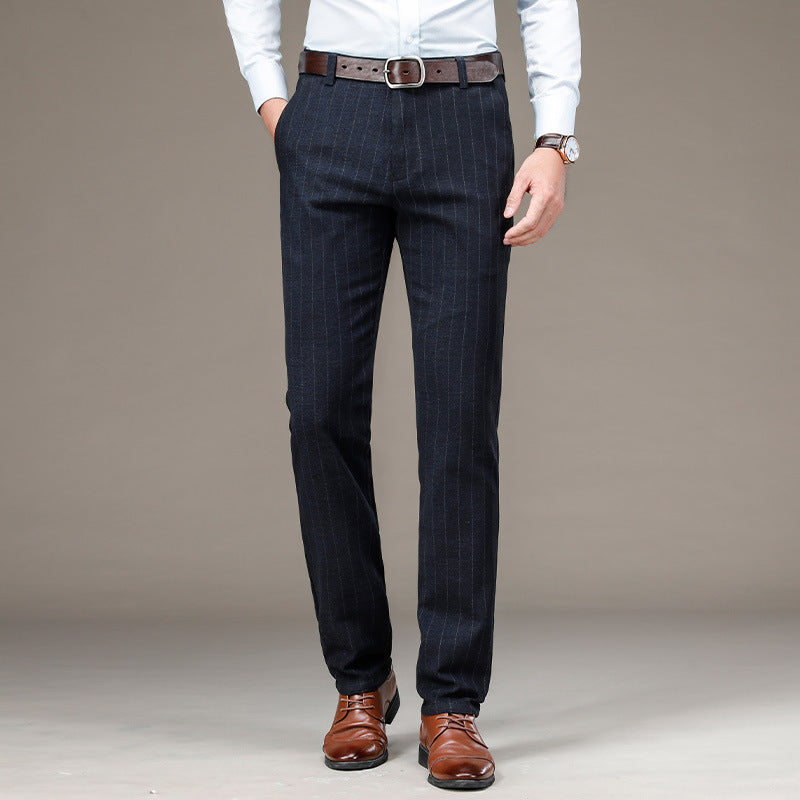 Men's Casual Cotton Trousers | Striped Suit Trousers by LAKD London