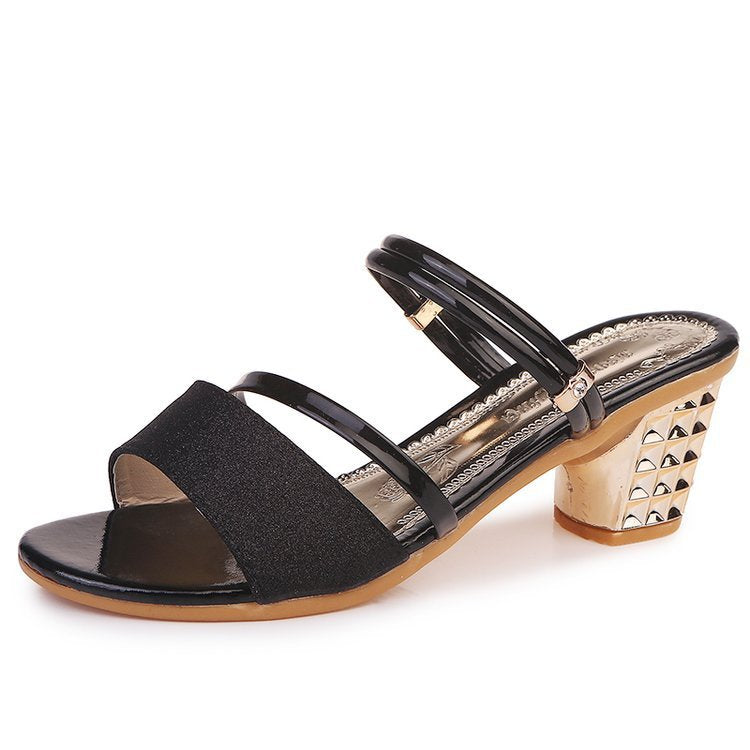 Women's summer chunky heel sandals | Sparkly Party Shoes - LAKD London