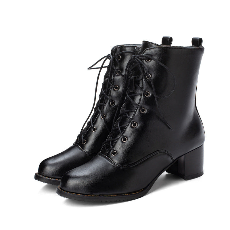 Womens Chunky heel mid-heel low Martin boots