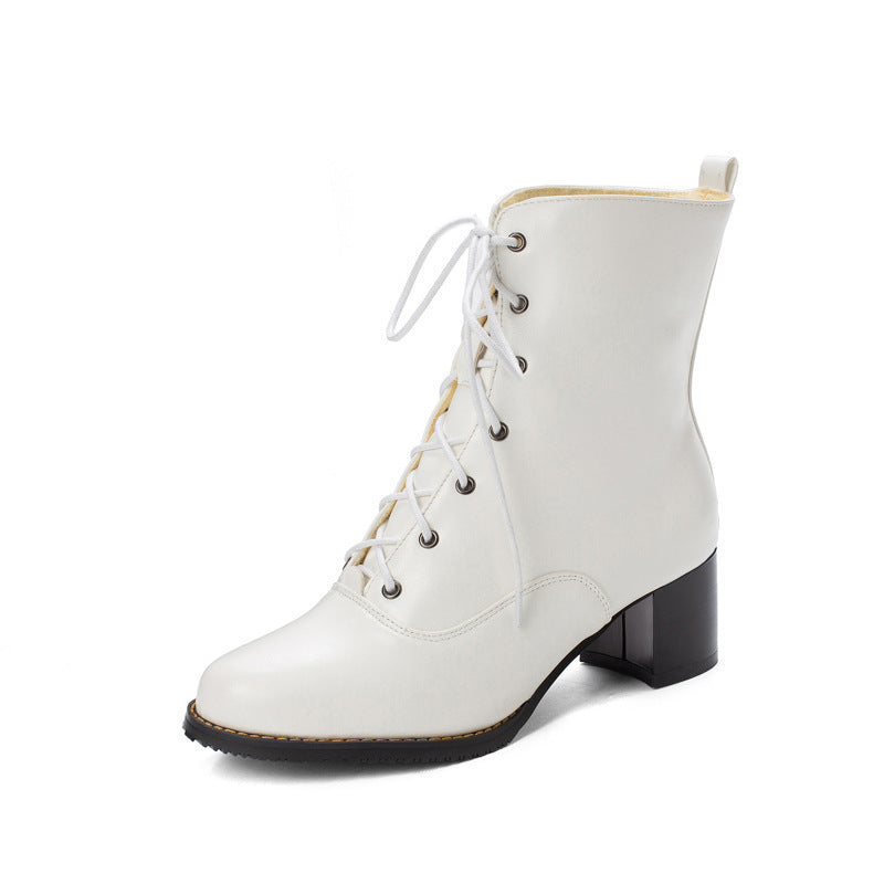 Womens Chunky heel mid-heel low Martin boots