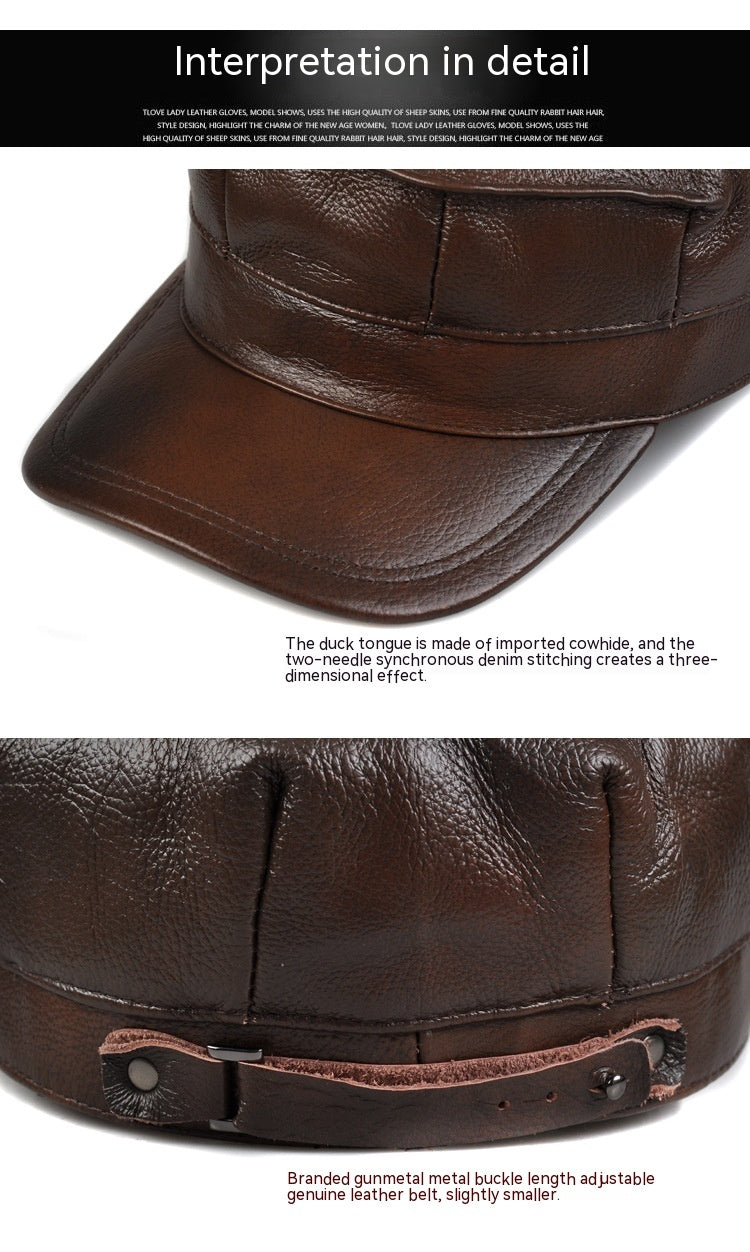 Men's Genuine Leather Octagonal Cap by Lakd London
