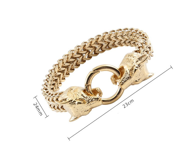 Rock Viking Wolf Charm Bracelet - Lakd London