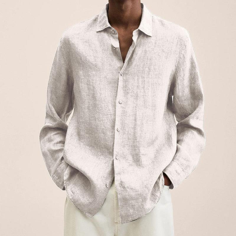 Mens Long Sleeve Lapel Shirt | Loose Button Cardigan