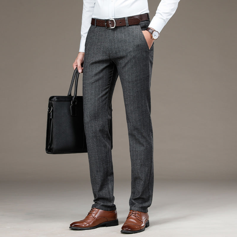 Men's Casual Cotton Trousers | Striped Suit Trousers by LAKD London
