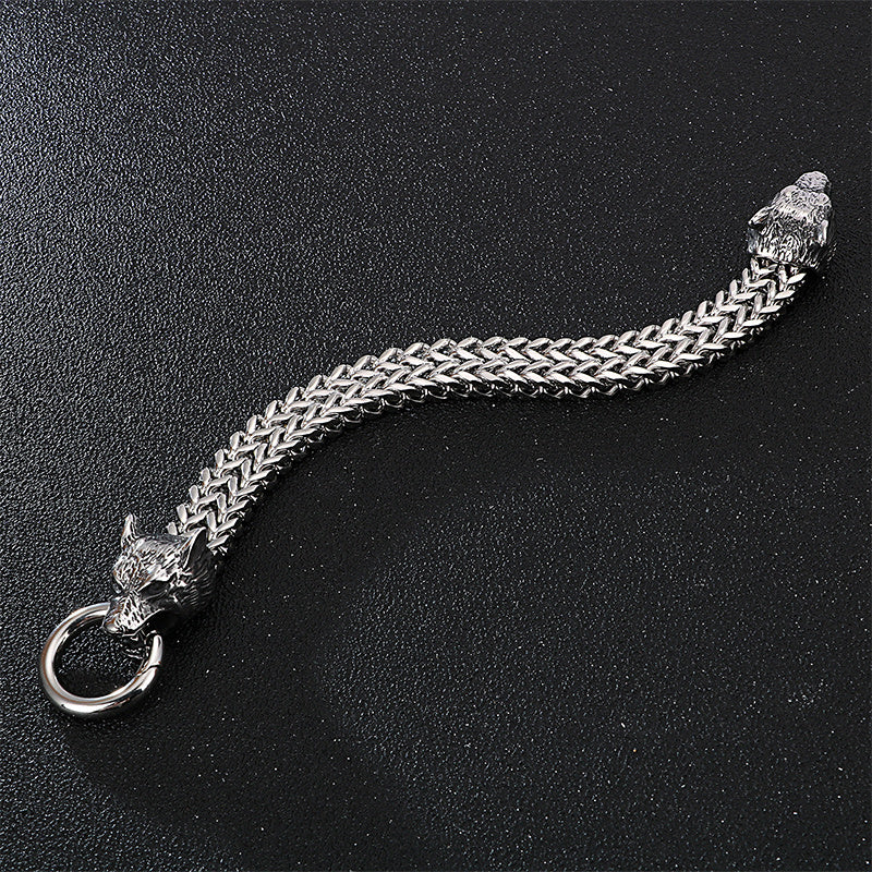 Rock Viking Wolf Charm Bracelet - Lakd London