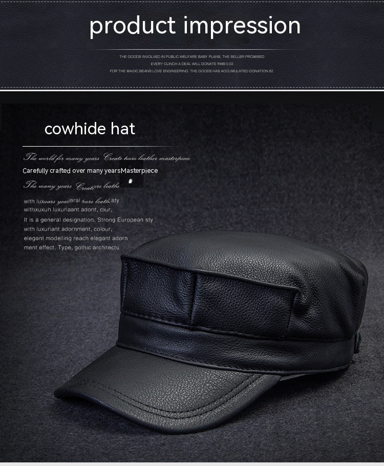 Men's Genuine Leather Octagonal Cap by Lakd London