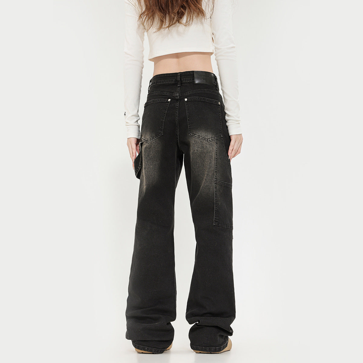 Womens Washed High Street Vintage Jeans Skinny Jeans | Loose fit Biker Pants