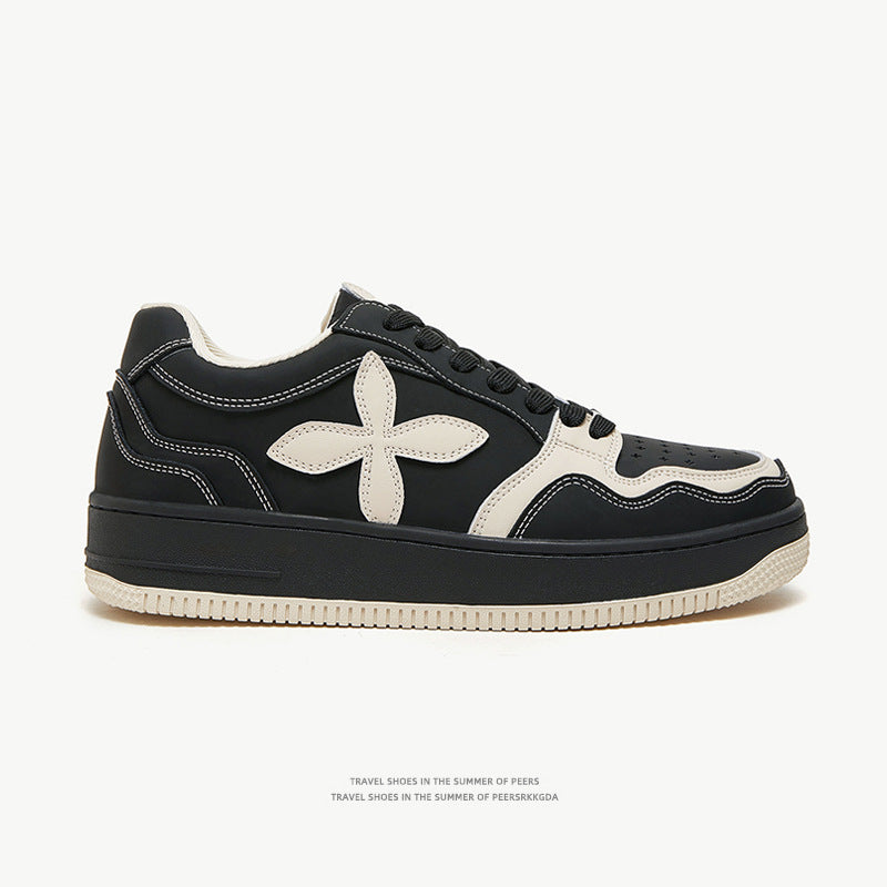 Thick Sole High Heel Shoes | Niche White Sneakers