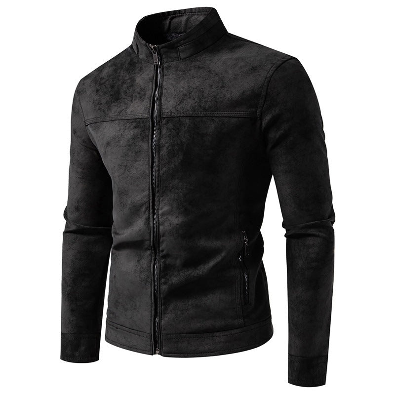 Men's American-style Retro Tie-dyed Leather Winter Jacket