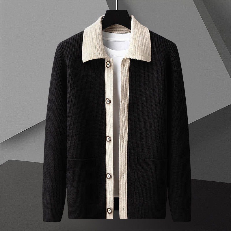 Men's Long-sleeved Wooven Sweater Coat - Old Money Sweater