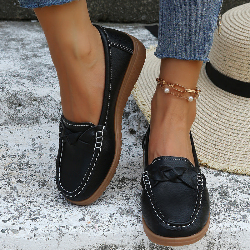 Womens Weave Design Flat Shoes - Soft Spring Summer Shoes