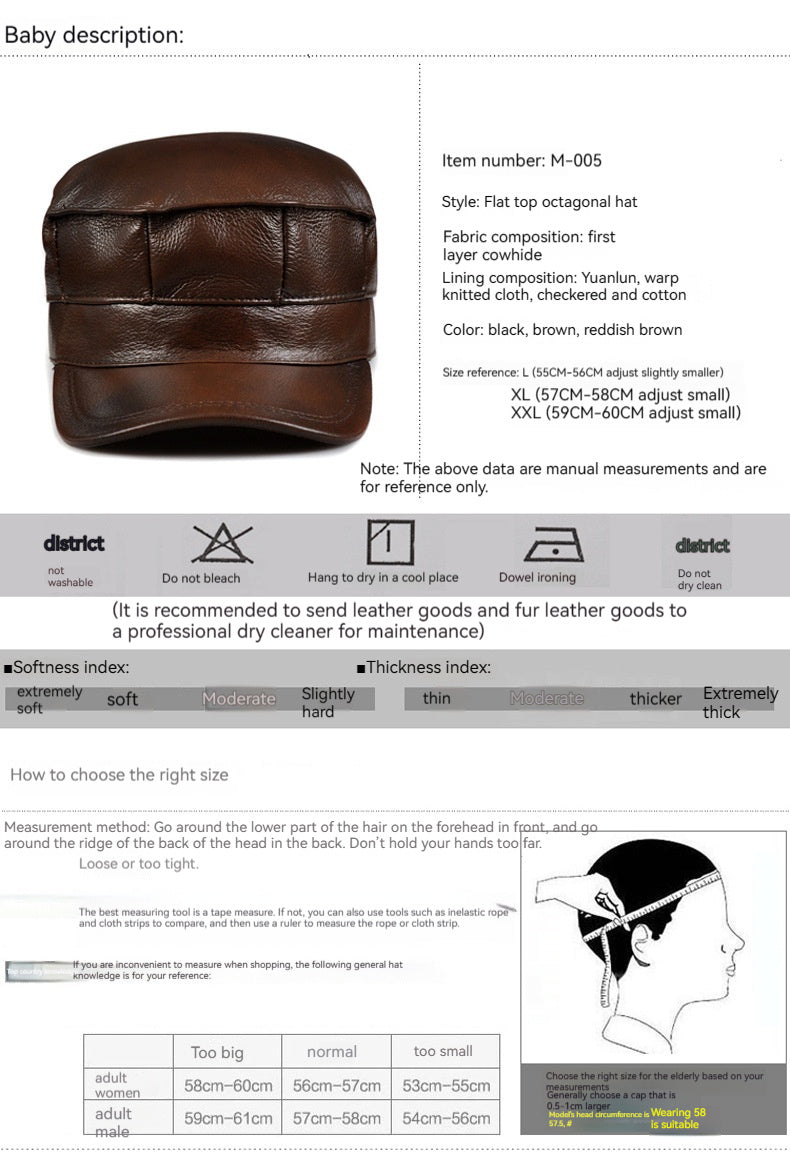 Men's Genuine Leather Octagonal Cap by Lakd London