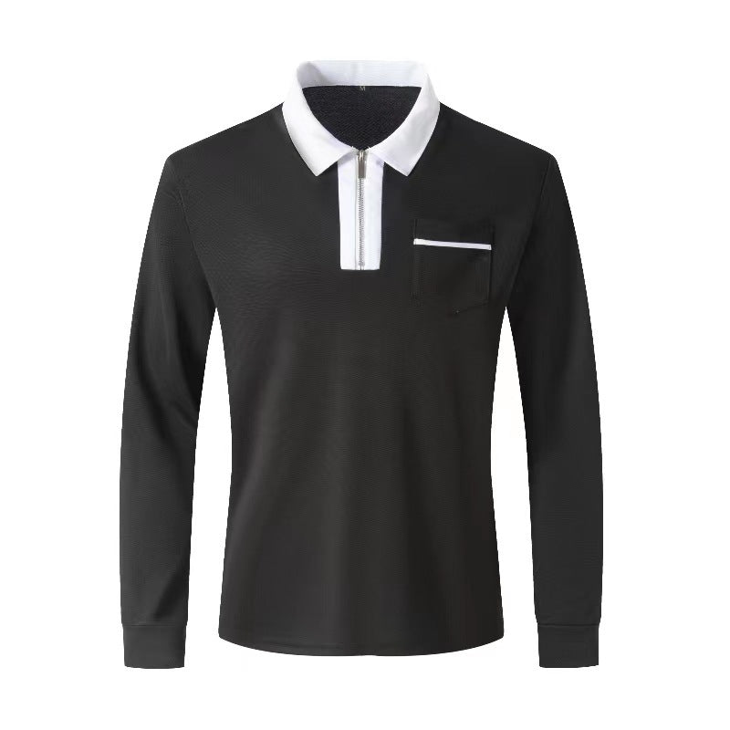 Mens Long Sleeve Zipper Polo Shirts Casual Lapel Henley by Lakd London