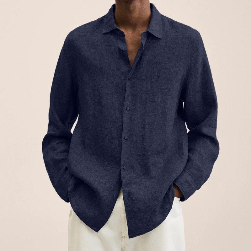 Mens Long Sleeve Lapel Shirt | Loose Button Cardigan