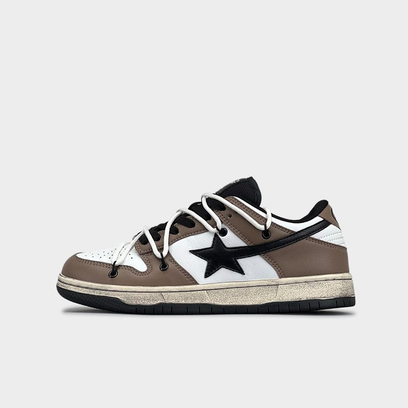 Mens Retro Low Top Sneakers With Contrasting Colors - Breathable Thick sole Flat Shoes
