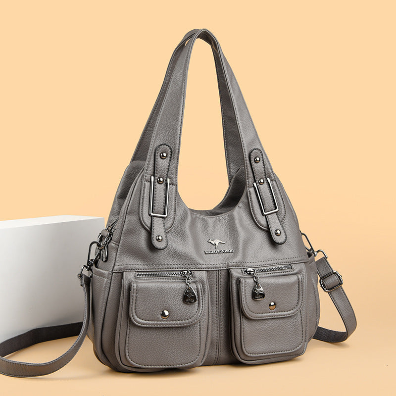 Womens Large capacity Bag | Middle-aged Mom Solid Color Crossbody Handbag