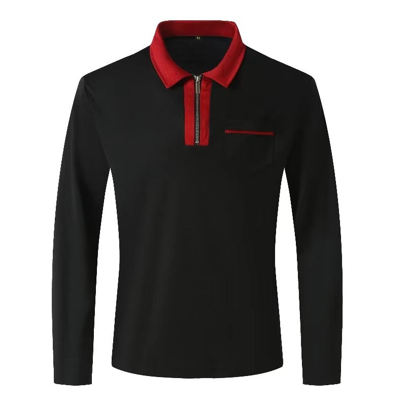Mens Long Sleeve Zipper Polo Shirts Casual Lapel Henley by Lakd London