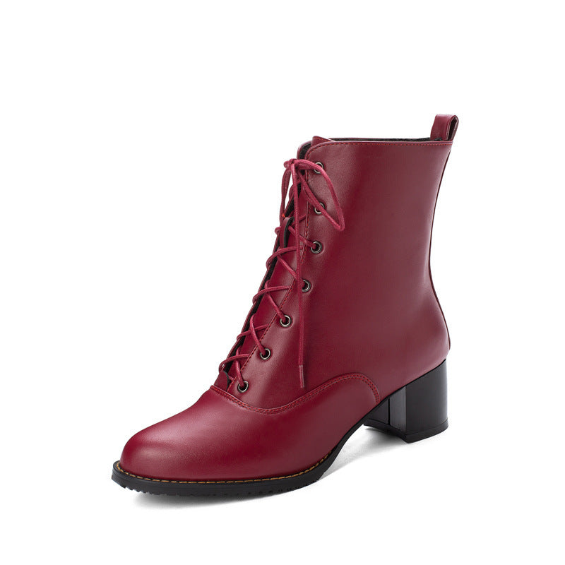 Womens Chunky heel mid-heel low Martin boots