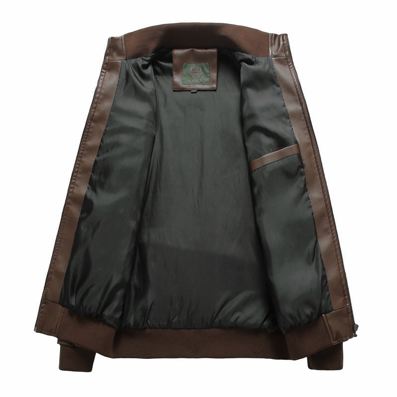 Men's Vintage leather jacket | Retro Biker Style with Pockets and Zipper