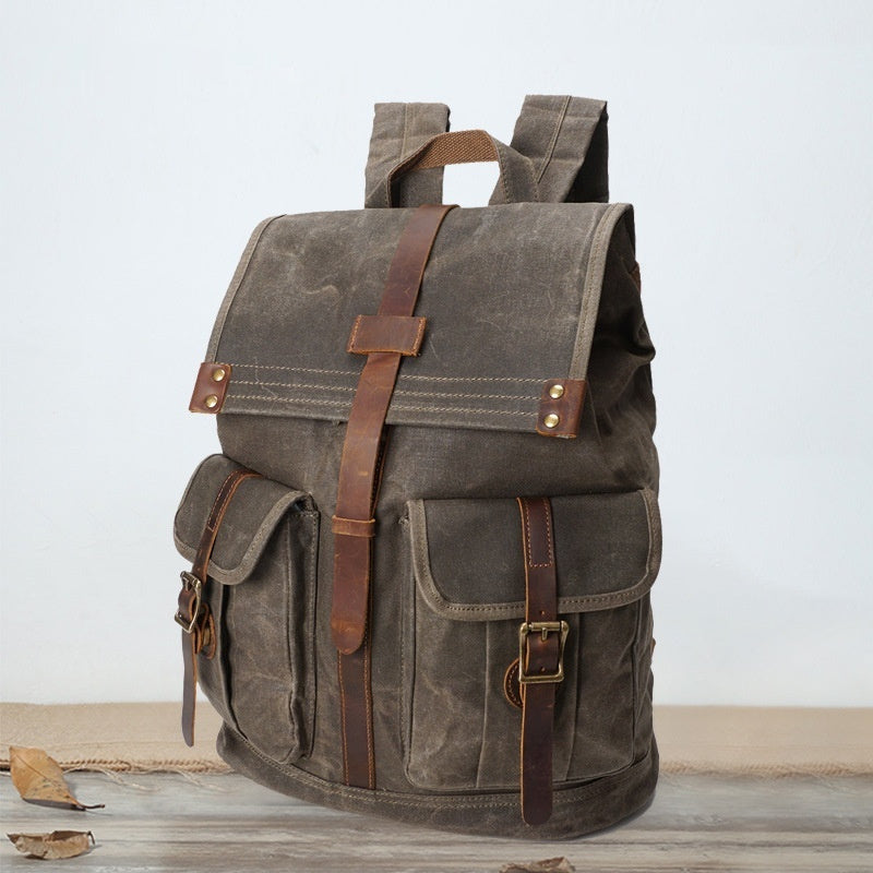 Men's Oil Wax Canvas Vintage Travel Backpack by Lakd London