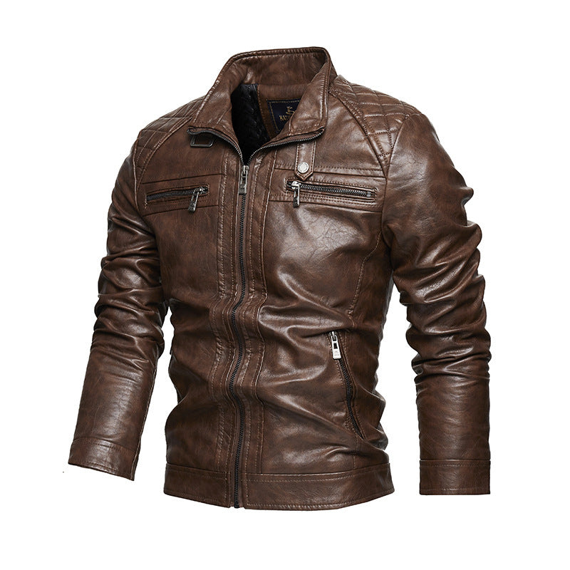 Leather Lapel American Retro Plus Size Leather Jacket by Lakd London
