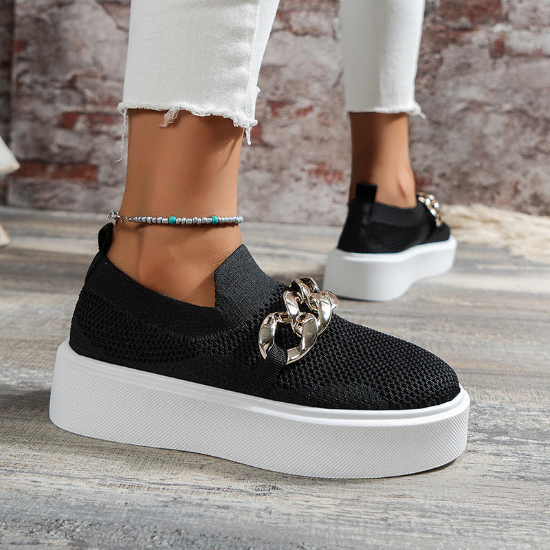 Womens Chain Flats Breathable Mesh Shoes
